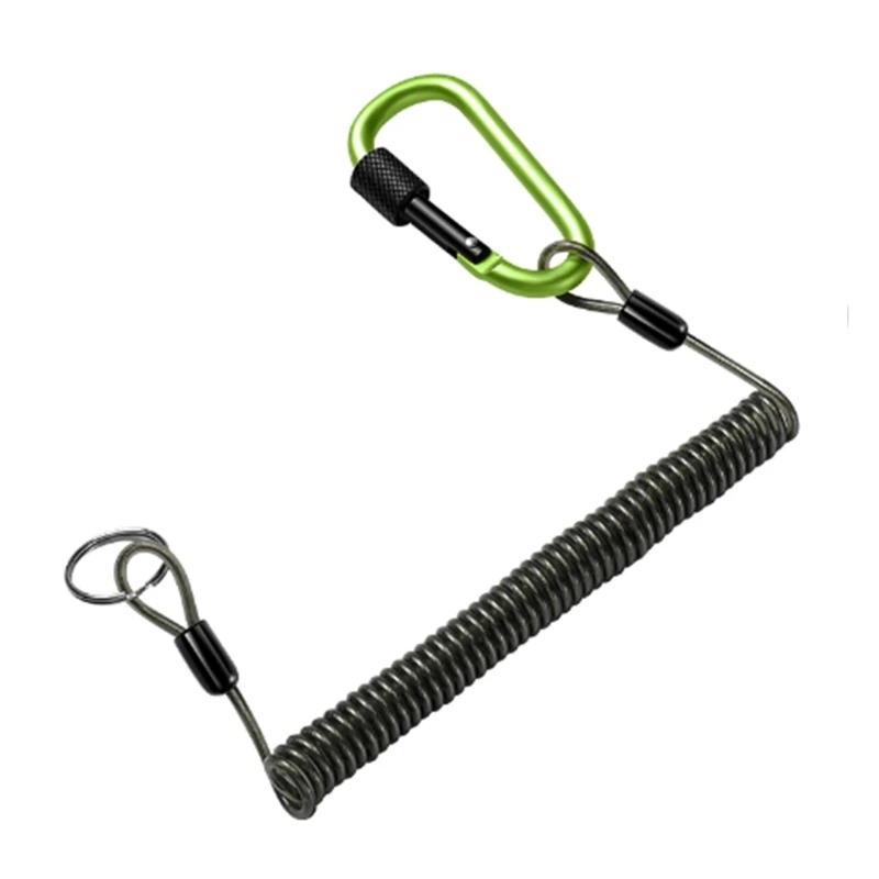 Multifunctions Fishing Safety Lanyards Retractable Coiled Tethers with Carabiner