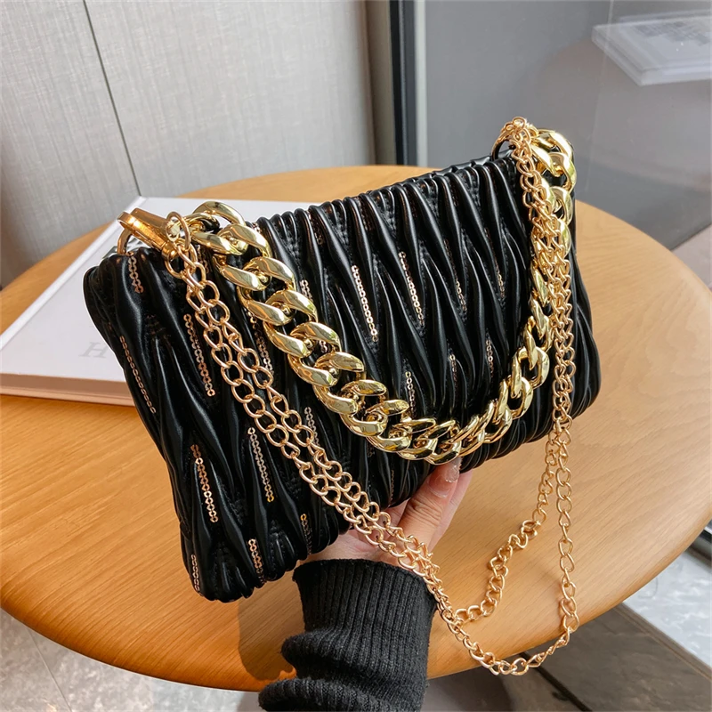 

Винтажная дизайнерская сумка с клапаном и кошелек для женщин, сумки через плечо 2022, новая плиссированная женская сумка-мессенджер высокого качества