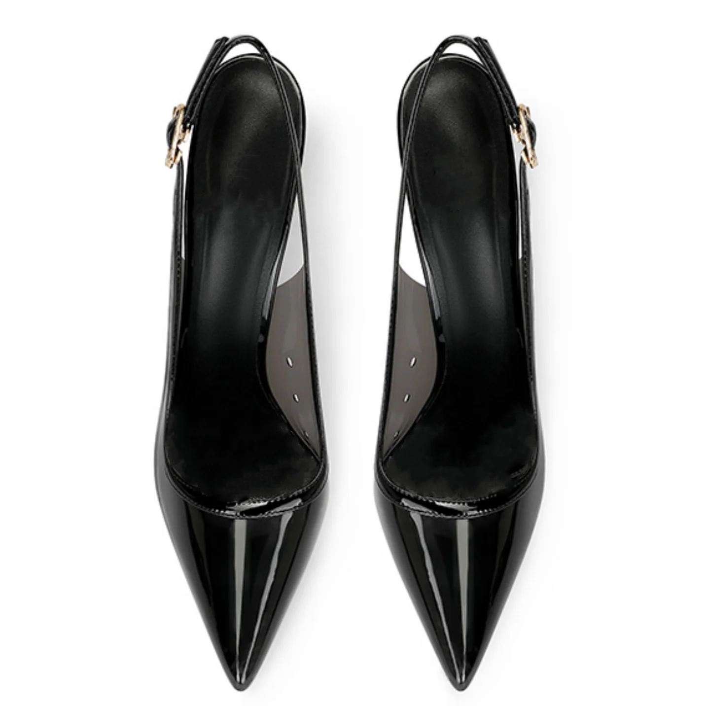 2025 New Patent Leather Matching Color Pointed and Shallow Mouth Back Tripping Belt Ultra-high Heel 12CM Sexy Bakehead Sandals