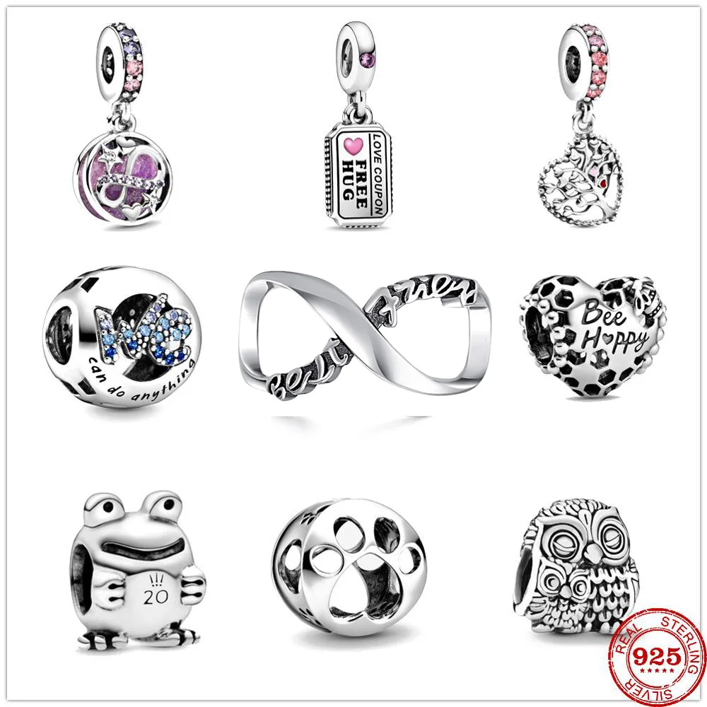 

2023 new we can do anything love coupon bee happy infinity hearts dangle beads fit original Pandora charms silver 925 bracelet