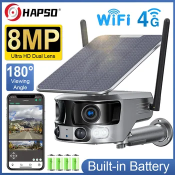 Solar Camera Outdoor WIFI 4X Zoom Human Detection 4K 8MP Dual Lens 180°