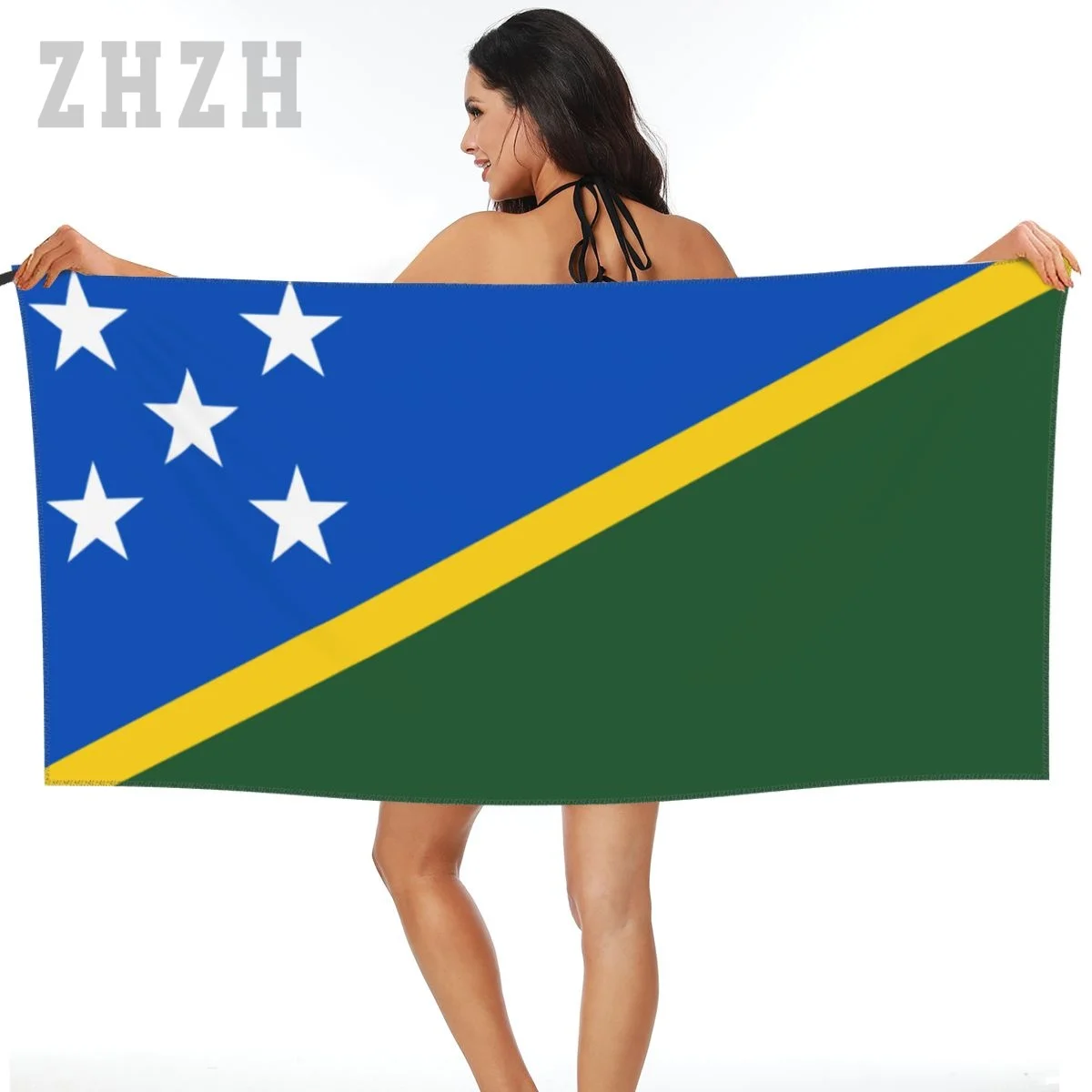 

More Design Solomon Islands Flag Emblem Bath Towel Quick dry Microfiber Absorbing Soft Water Breathable Beach Swimming Bathroom