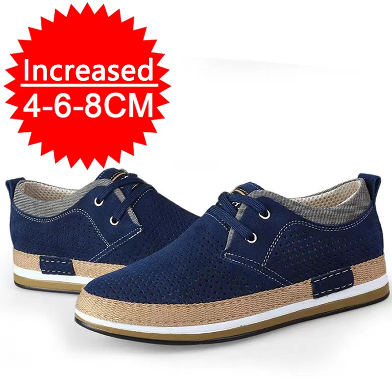 High Quality Men Elevator Shoes Height Increased 8cm Invisible Inner Heightening Shoes Men's Sports Suede Leather Sneakers Shoes 2