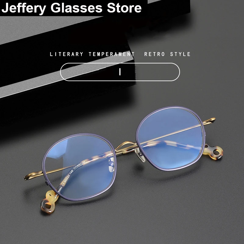 

Vintage Round Glasses Frame Men Women Handmade Titanium Acetate Prescription Eyeglasses Ultralight Optical Spectacles Eyewear