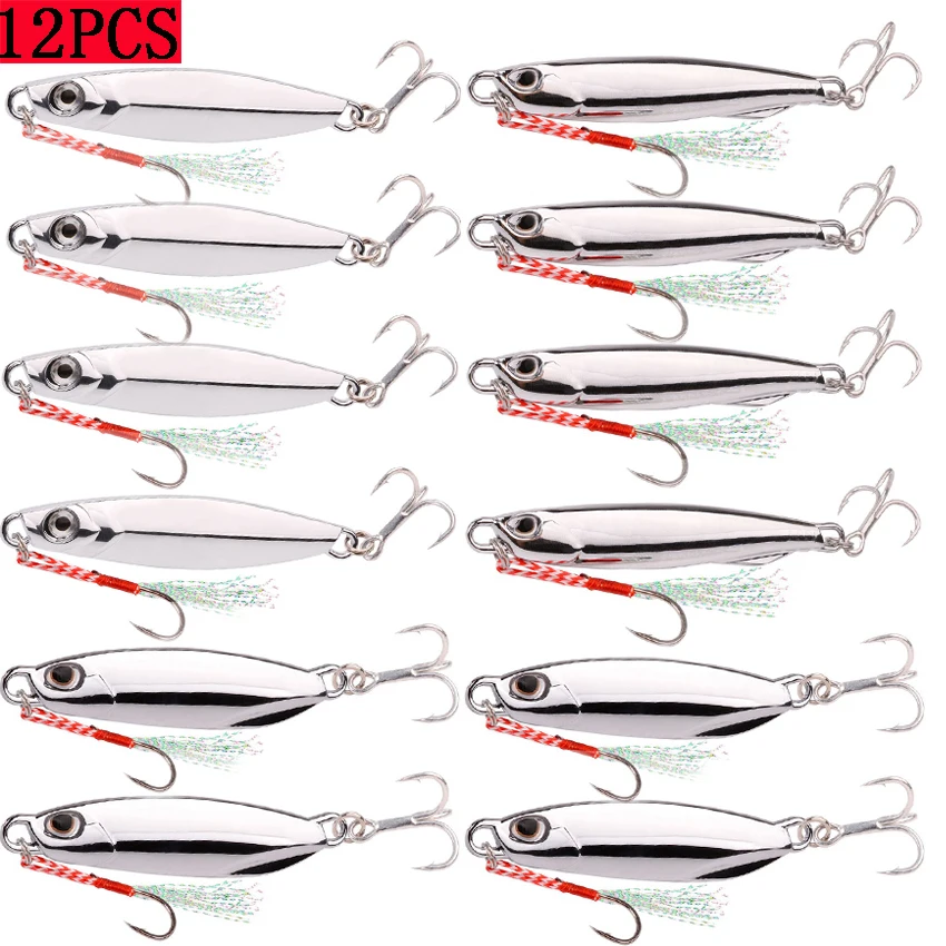 

12PCS Sea Fishing Slow Jig Metal Jigging Spoon 20g 30g 40g Artificial Bait Boat Fishing Jig Lures Set Super Hard Fishing Lures