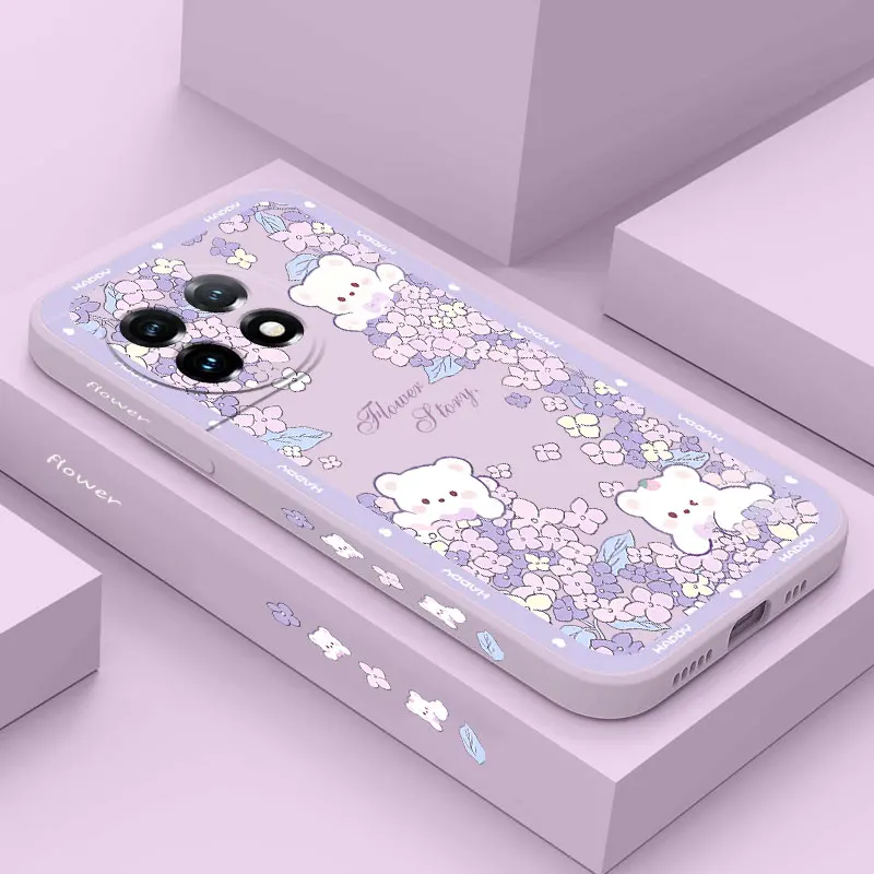Floral Bear Liquid Silicone Phone Case