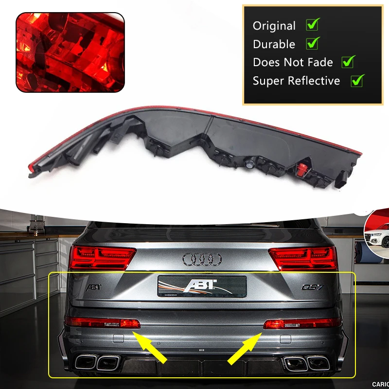 For Audi Q7 2016 2017 2018 2019 4M0945095 4M0945096 EU Version Fog Tail Lamp Signal LED Rear Bumper Reflector Lights With Bulb