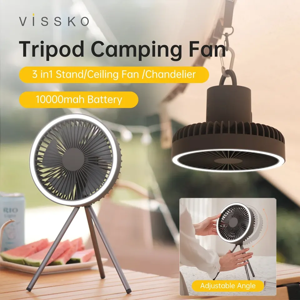 USB Outdoor-Camping-Ventilator LED-Licht Dreibein-Tischventilator