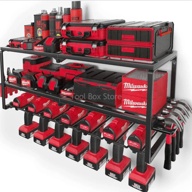 Tool Organizer Power Tool Holder Hand Power Tool Organizer Rack Wall Mounted Rustproof Tool Cabinet Electric Drill Holders Heavy Duty For Workshop Garage