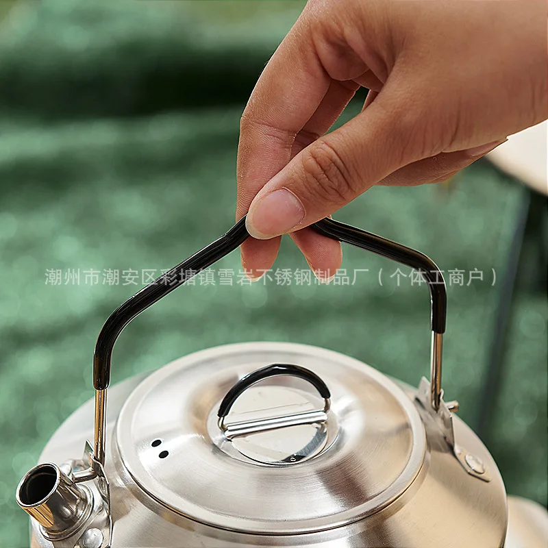 Outdoor 304 Stainless Steel Large Capacity Teapot Coffee Pot Kettle Gas Cooking Equipment Camping Supplies Kitchen Utensils