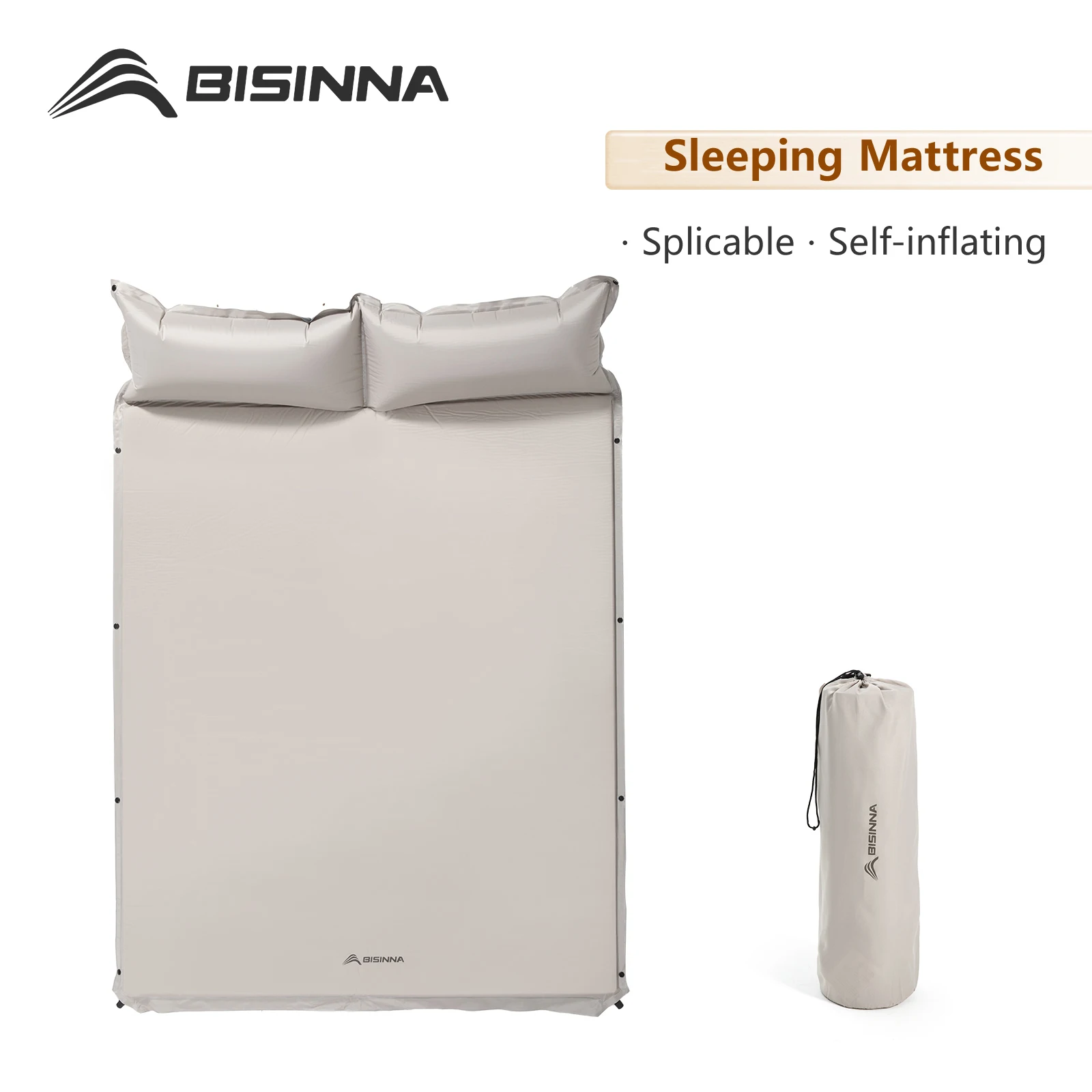 BISINNA Inflatable Mattress Outdoor Tent Camping Mats Self-inflating Spliced Air Bed Thick inflatable mattress,camping mattress