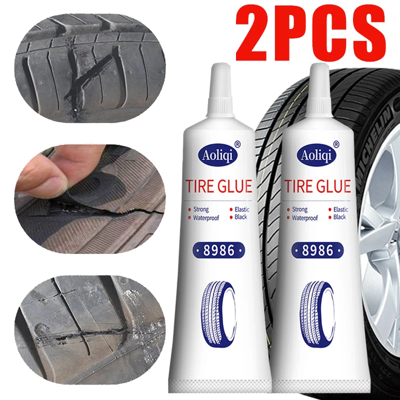 

2Pcs New Tire Repair Glue Liquid 60ML Strong Rubber Glues Black Wear-resistant Non-corrosive Adhesive Car Leather Repair Tools