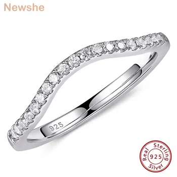 Newshe 925 Silver Moissanite Wedding Rings for Women Curved Stacking Eternity Band Jewelry Gift D Color VVS1 Pass Diamond Tester 1