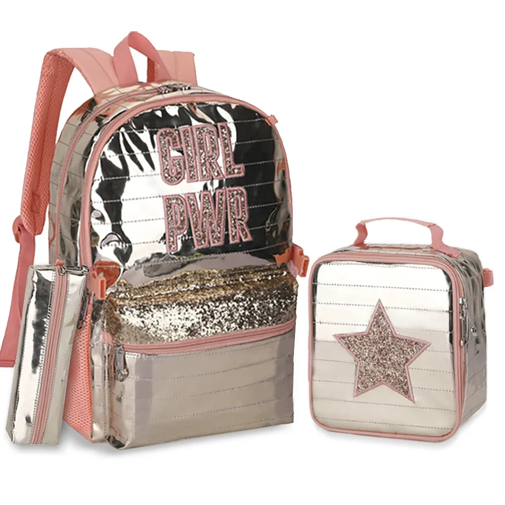 School Bags Backpacks for School Teenagers Girls Waterproof Spine Protection Schoolbag Sequined Detachable Lunch Bag Girls Bags children backpack children bag students backpack