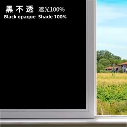 Black Opaque Glass Self - Adhesive UV Protection and Full Blackout Window Film - 30Cmx2M (Black Opaque)