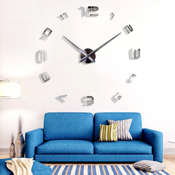 Muhsein New Home Decor Wall Clock 3D Numeral Wall Sticker Clock Large Acrylic Mirror DIY Clock Mute Quartz 37/47 Inch Wall Watch 