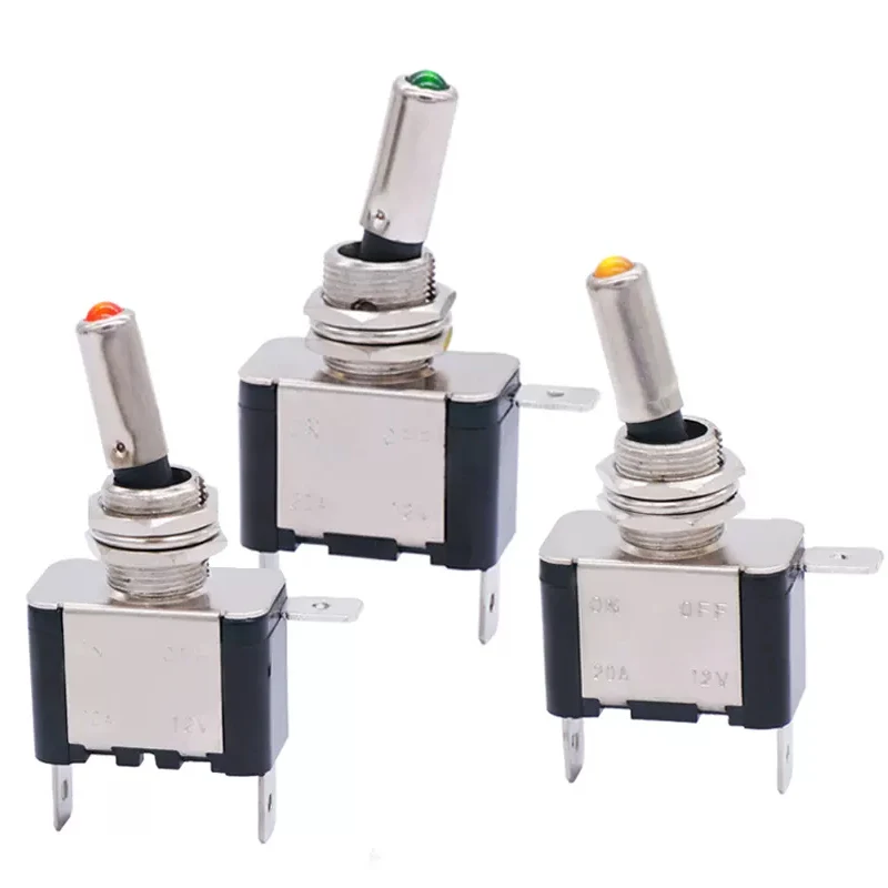 12V 20A SPST Toggle Rocker Switch LED Switch with Protective Cover Car Auto Cover LED Toggle Control on/Off 5/20Sets car toggle switch