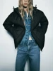 TRAF Women's New Hooded Jacket Autumn and Winter Zipper Long Sleeve Warm Solid Color Cotton Clothing Fashionable Women's Tops 4