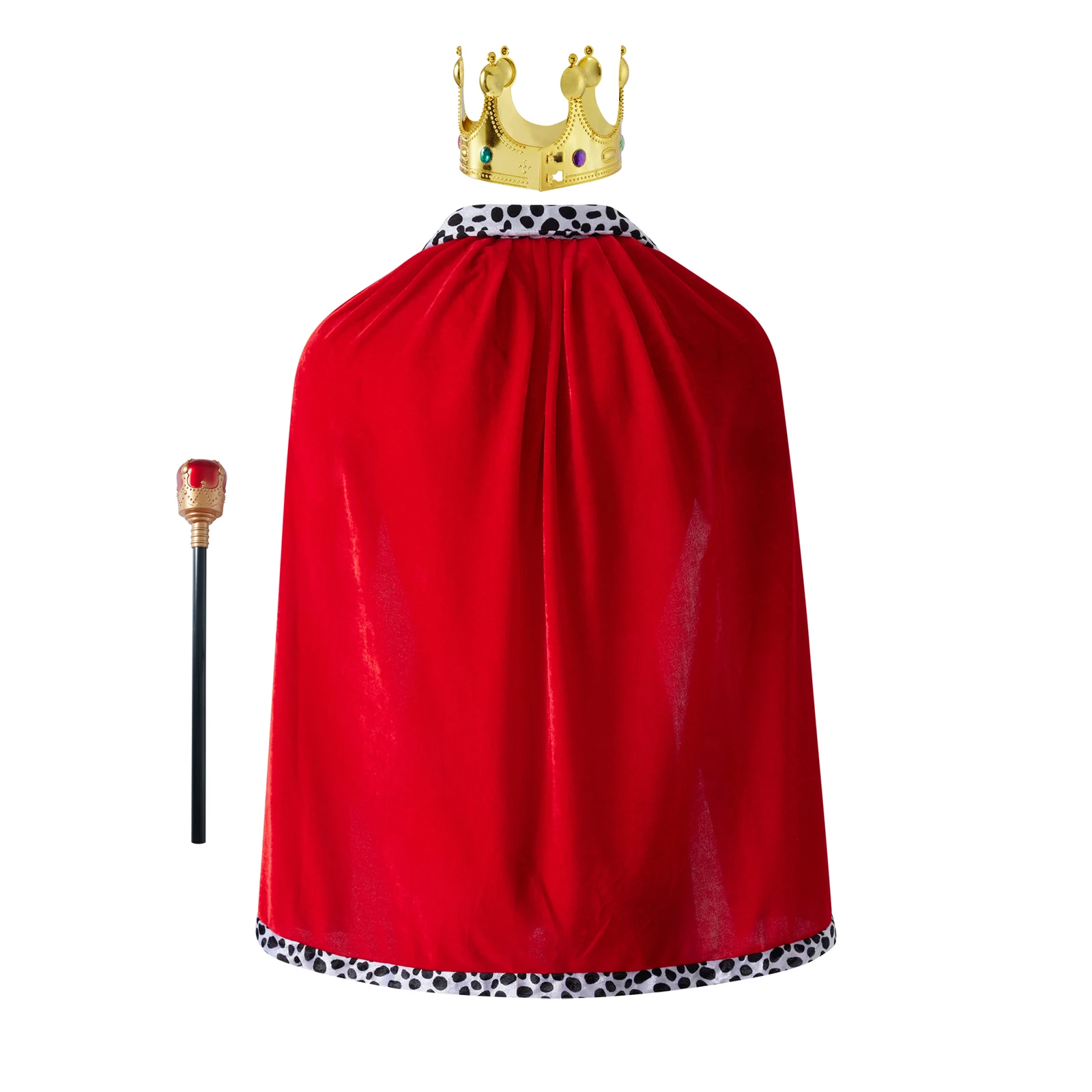 King Cloak Costume Leopard Print Patchwork Adjustable Strap Masquerade Party Cosplay Clothing Plush Velvet Crown Scepter cosplay costume halloween cloak costume