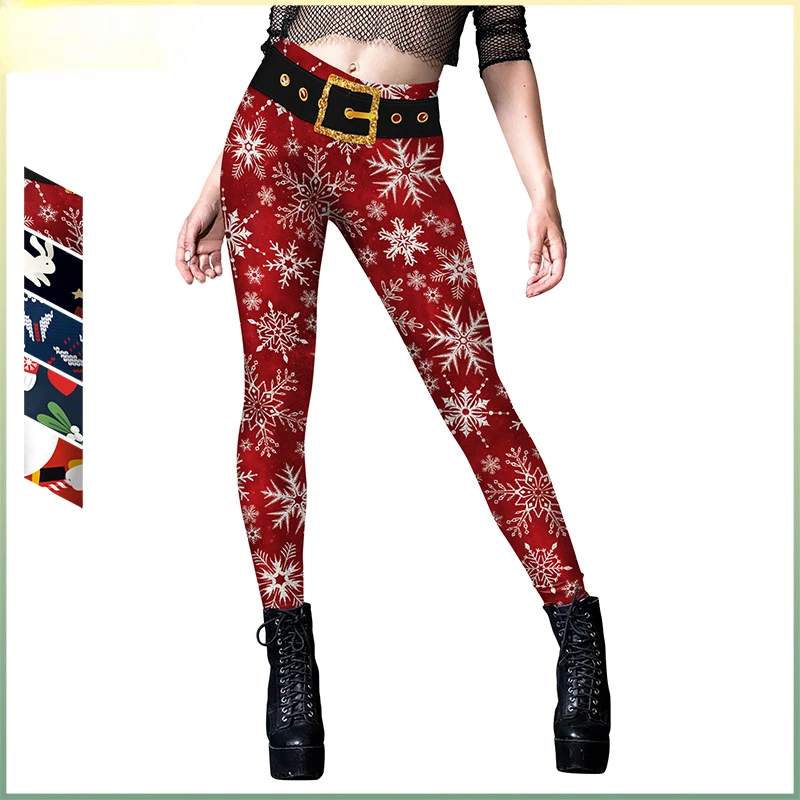 

Leggings pants 2023 New Christmas Apparel Snowflake Digital Printing Leggings Women's Feet Tight Yoga Pants