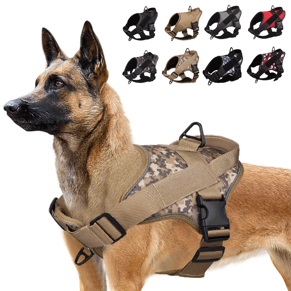 Tactical Dog Harness Reflective Military Adjustable Pet Vest with Handle Service Dog Harnesses for K9 Working Training