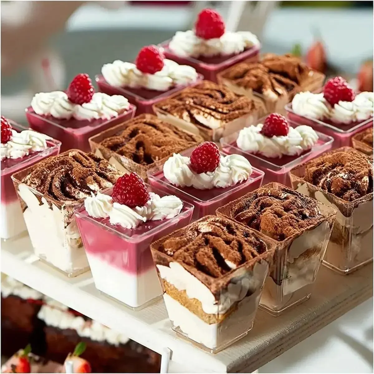 Mousse Cup Plastic Transparent Cup Square For Cafe Restaurant