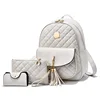 2022 new summer three-piece backpack women's Korean version Lingge tassel college style fashion backpack 3