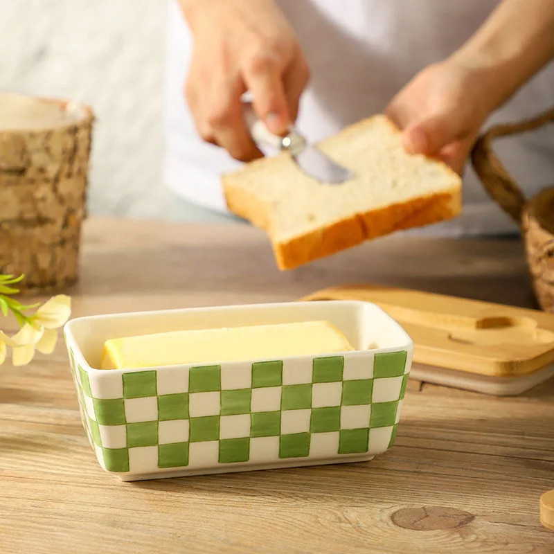 صندوق حاوية زبدة سيراميك على الطراز الأمريكي الرعو...