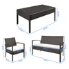 2pcs Arm Chairs 1pc Love Seat & Tempered Glass Coffee Table Rattan Sofa Set Brown Gradient 2