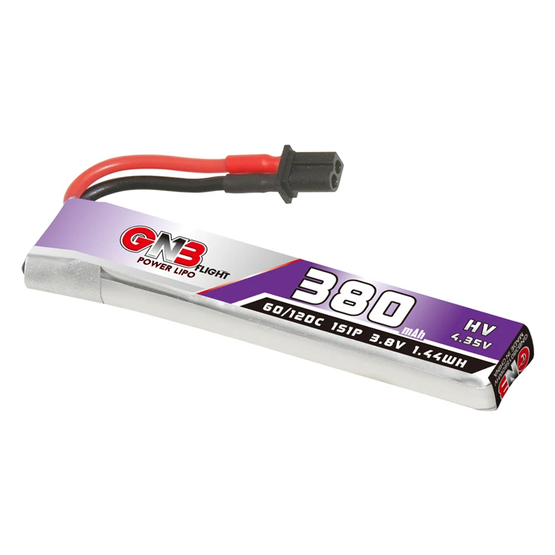 GNB 1S 3.8V 380mAh 60C Lipo Battery Cabled A30 BT2.0 High Current Discharge Connector For FPV RC Tiny Whoop Drone 3.8v Battery 6