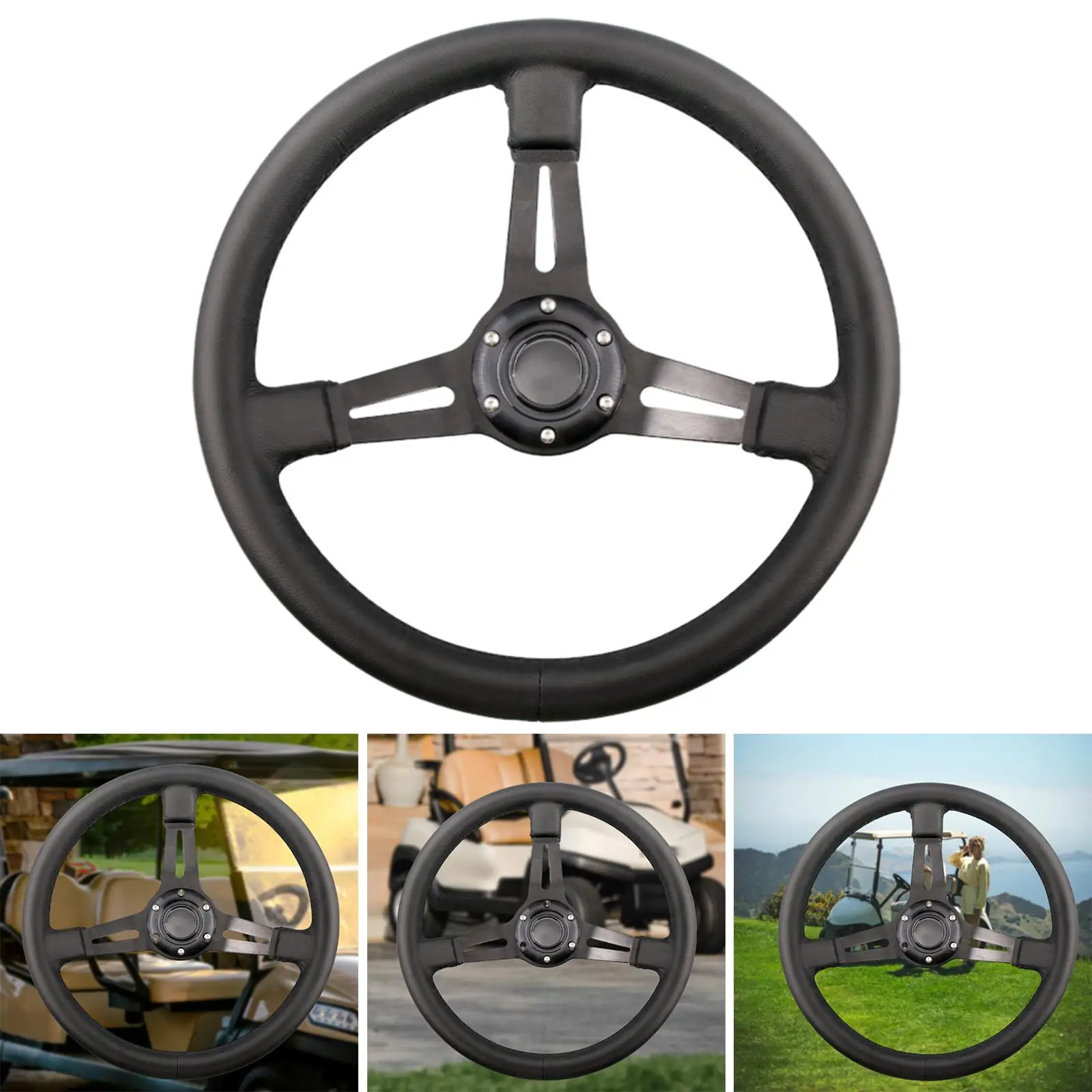 

Steering Wheel Golf Cart PU Outdoor Universal Fit DIY 12.6" Od Golf Cart Replacement