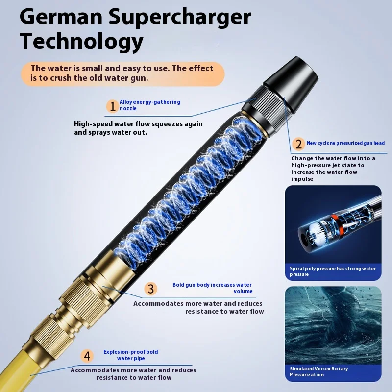 High Pressure Water Gun Set, Outdoor Garden Sprinkler Nozzle, Lawn Wash with Universal Connectors, Car Wash Pipe, 10 m, 20m