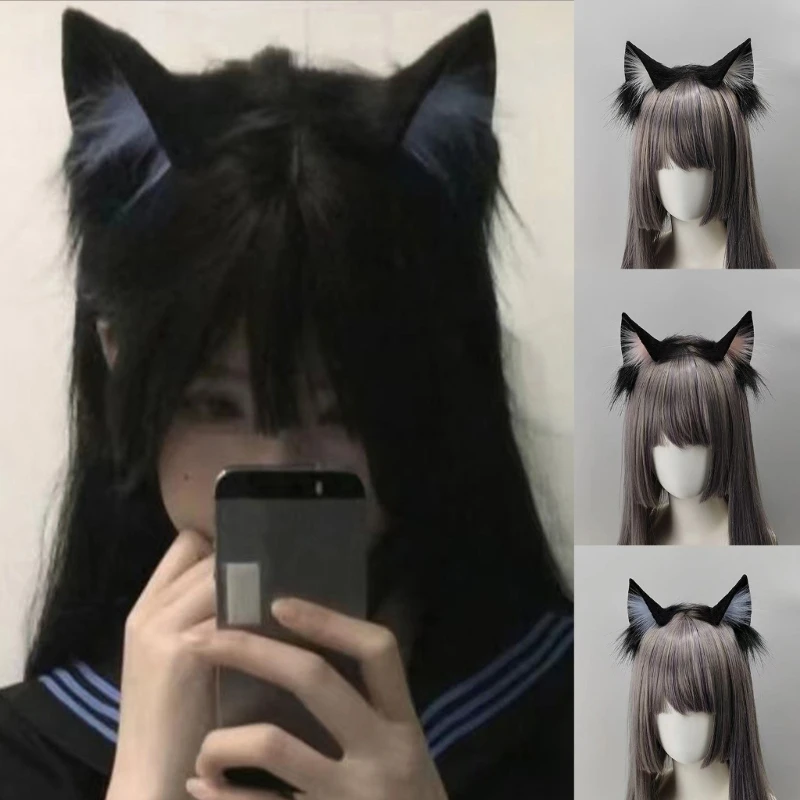

Faux Furs Cat Ear Headband Plush Hair Hoop Costume Photo Props for Cosplay Halloween Party and Anime Masquerades