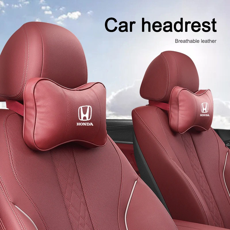 Leather Car Seat Headrest Pillow Neck Support Protector Cushion For Honda Mugen Power Civic Accords CRV Hrv Jazz CBR VTEC Goods