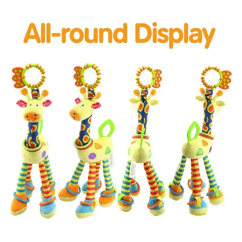 Baby Toys Rattles Giraffe Animal Caterpillar Stroller Hanging Handbells Plush Infant Educational Teether Newborn Toddler Gifts 2