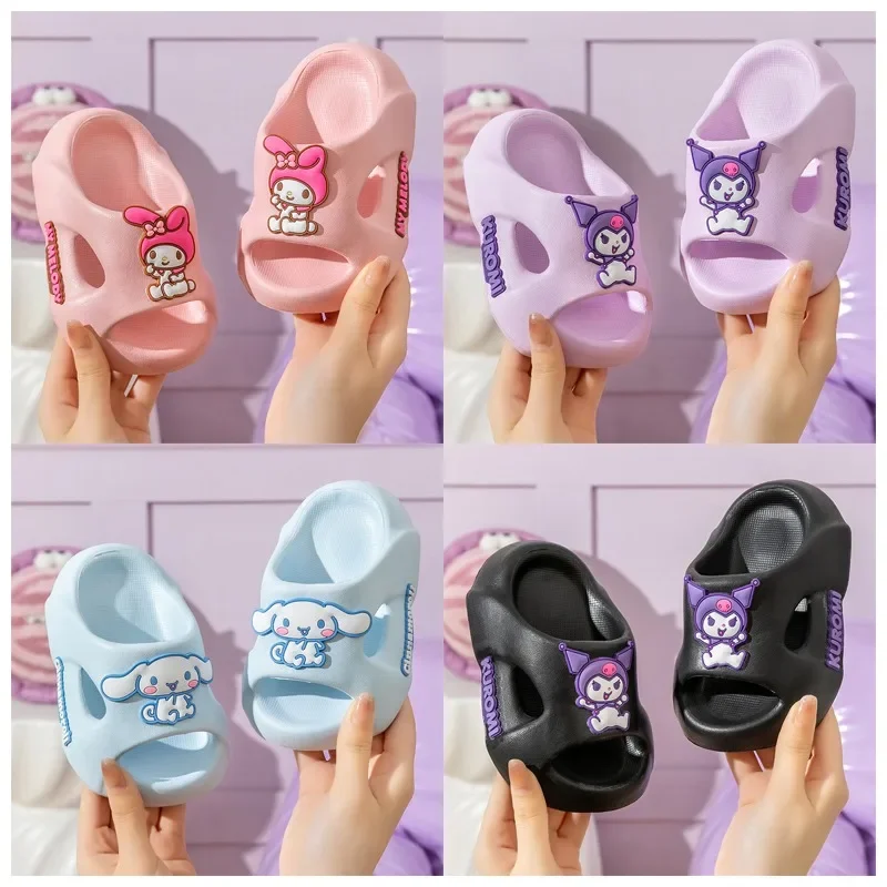 

Cute Cartoon Children's Bathroom Anti Slip Slippers Anime My Melody Cinnamoroll Kuromi Kawaii Sandals Kids Home Shoes Gifts