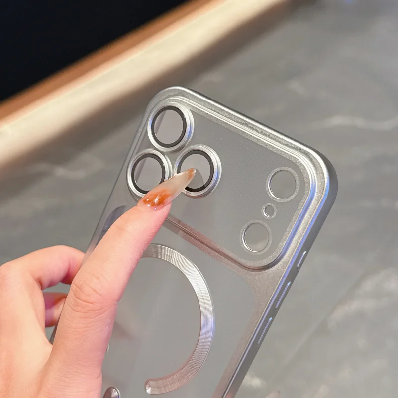 Luxury Magnetic Wireless Charging Phone Case For Iphone With Lens Guard_voghion.com