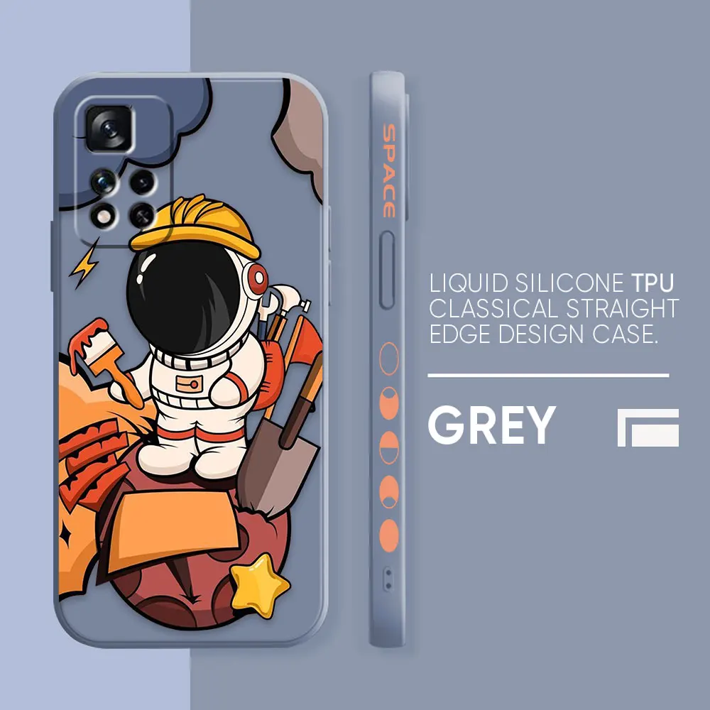 thumbnail image 1 of Case For Redmi Note 12 11 11T 11R 11E 10 9 8 7 7S PRO PLUS 4G 5G Simple Liquid silicone Case Cartoon Space Astronaut, 1 of 5
