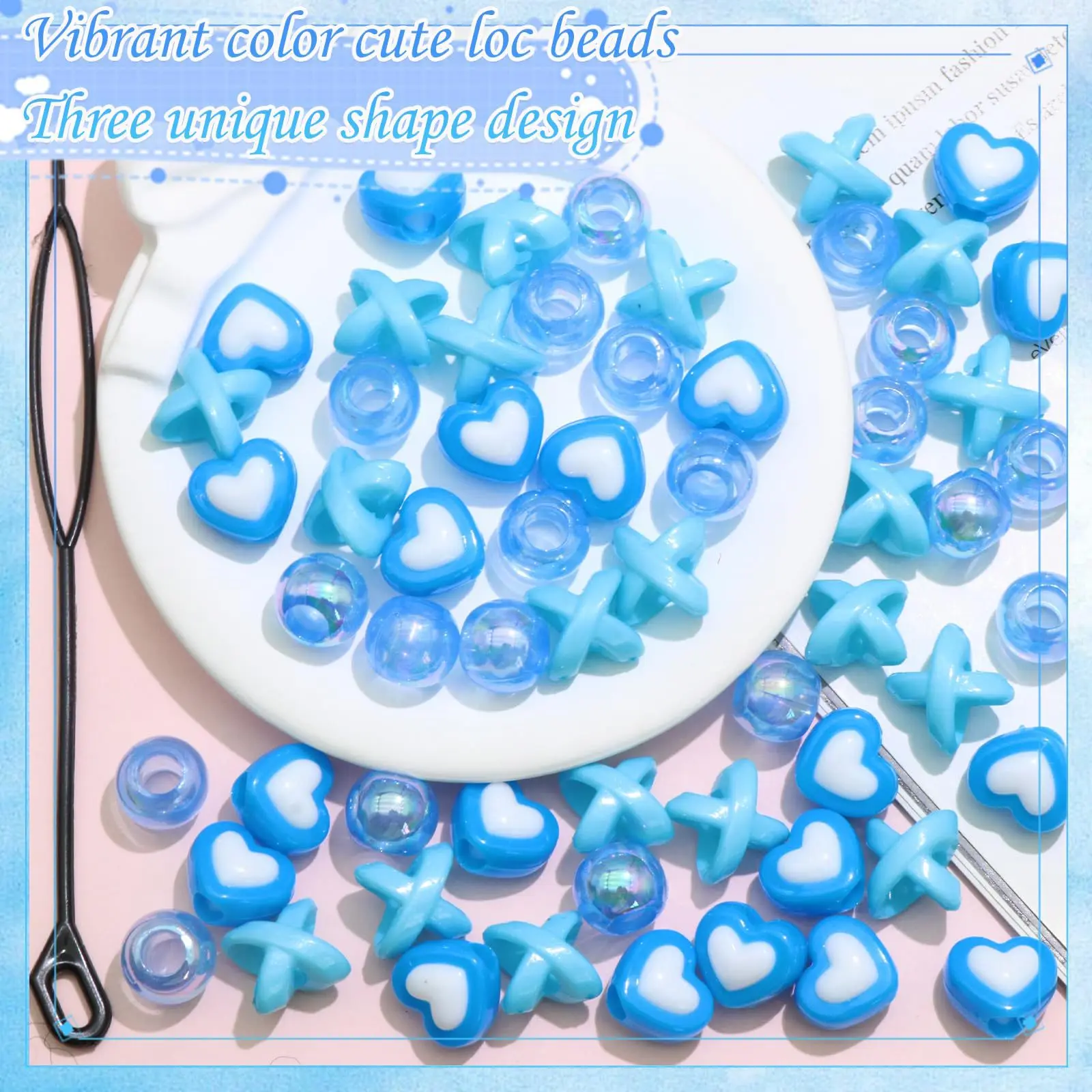 60개 아크릴 헤어 비즈 세트 DIY 헤어 액세서리 브레이딩 비즈 쥬얼리 만들기 키트 여성 소녀 헤어 장