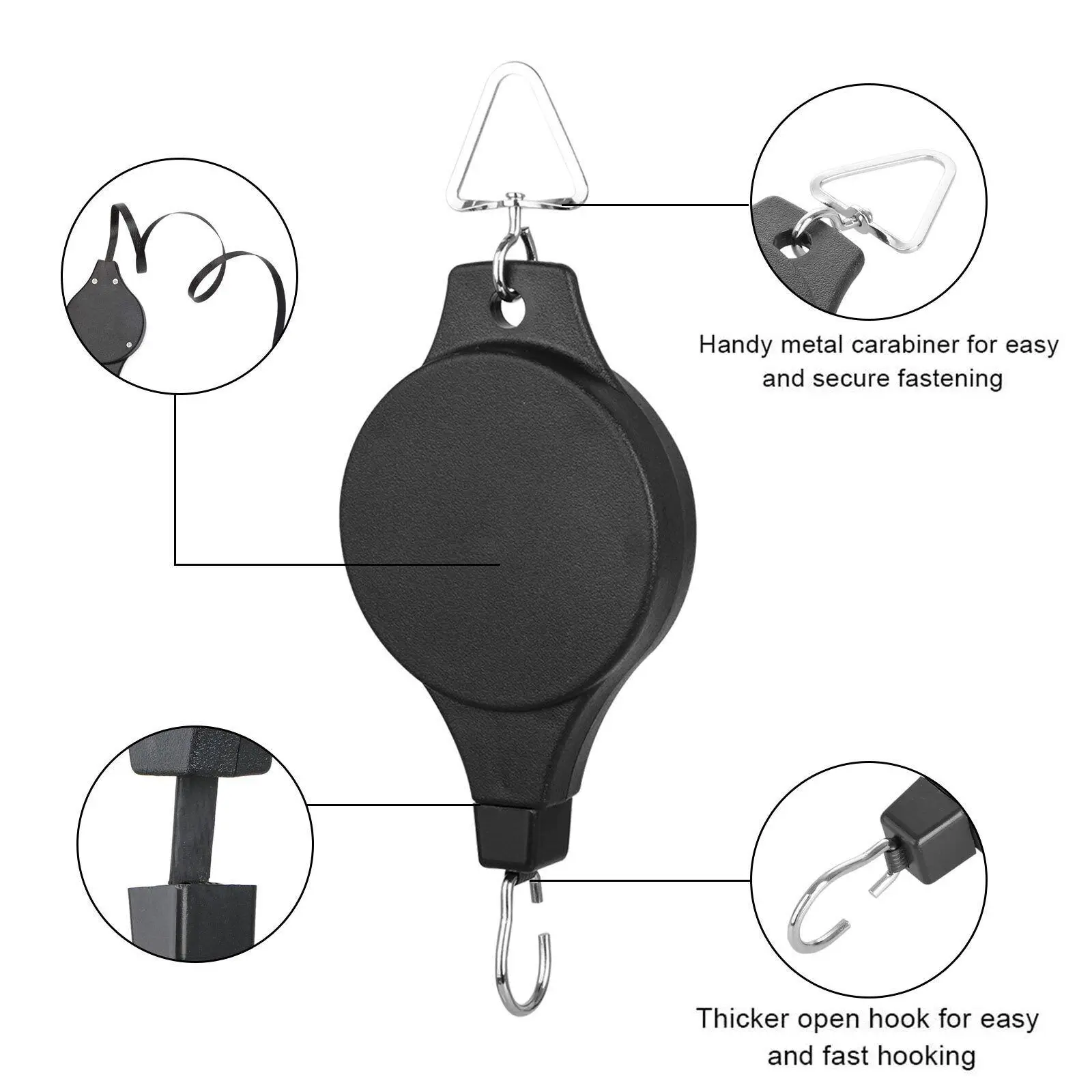 Plant Hanger Retractable Pulley Plant Hook Adjustable Hanging Flower Basket Ceiling Hook for Home Indoor Garden Baskets Pots Birds Feeder
