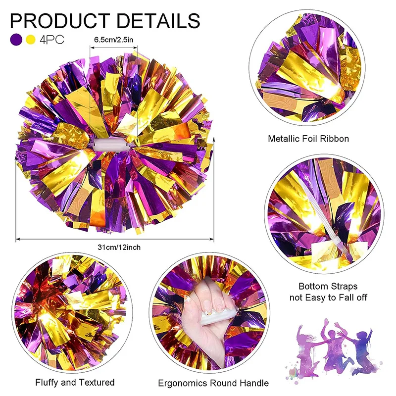Cheerleading Pom Poms 10PCS 31cm Handle Style