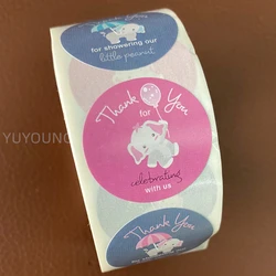 100/500pcs Thank you stickers elephant Design Sticker school Festival Birthday Party Gift round seal shop korean stationery