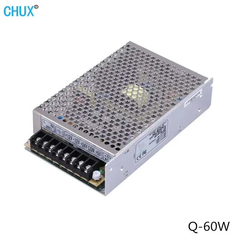 Chux 60w Fonte de Alimentação de Comutação Q60 Quad Output 5v 12v 24v dc Led Fontes de Alimentação ac para dc Multi Grupo Smps