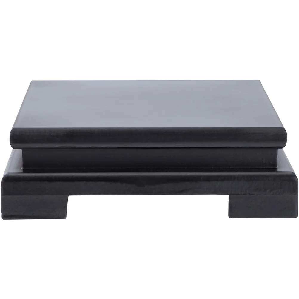

Square Base Black Table Decor Plaster Round Stand Wooden Vase Planter Supports Bonsai