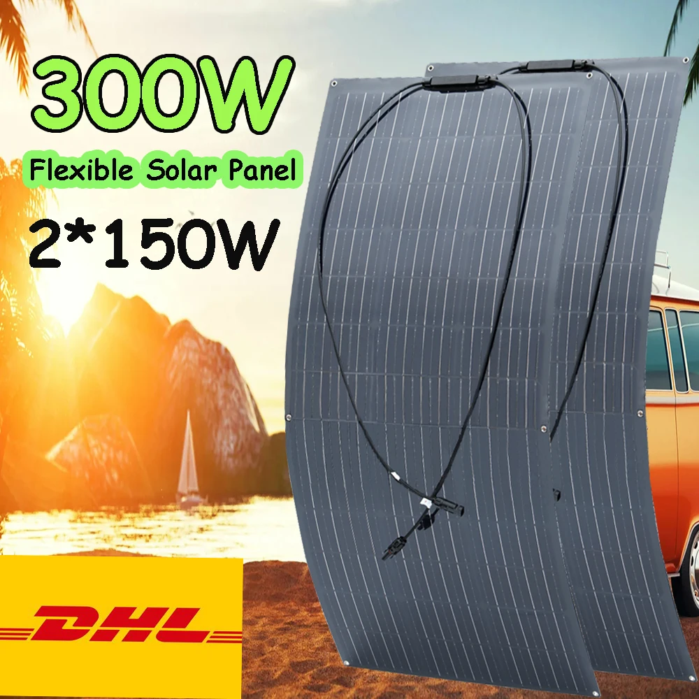 300w200w150w100wsolarpanelflexible12vbatterycampercharger