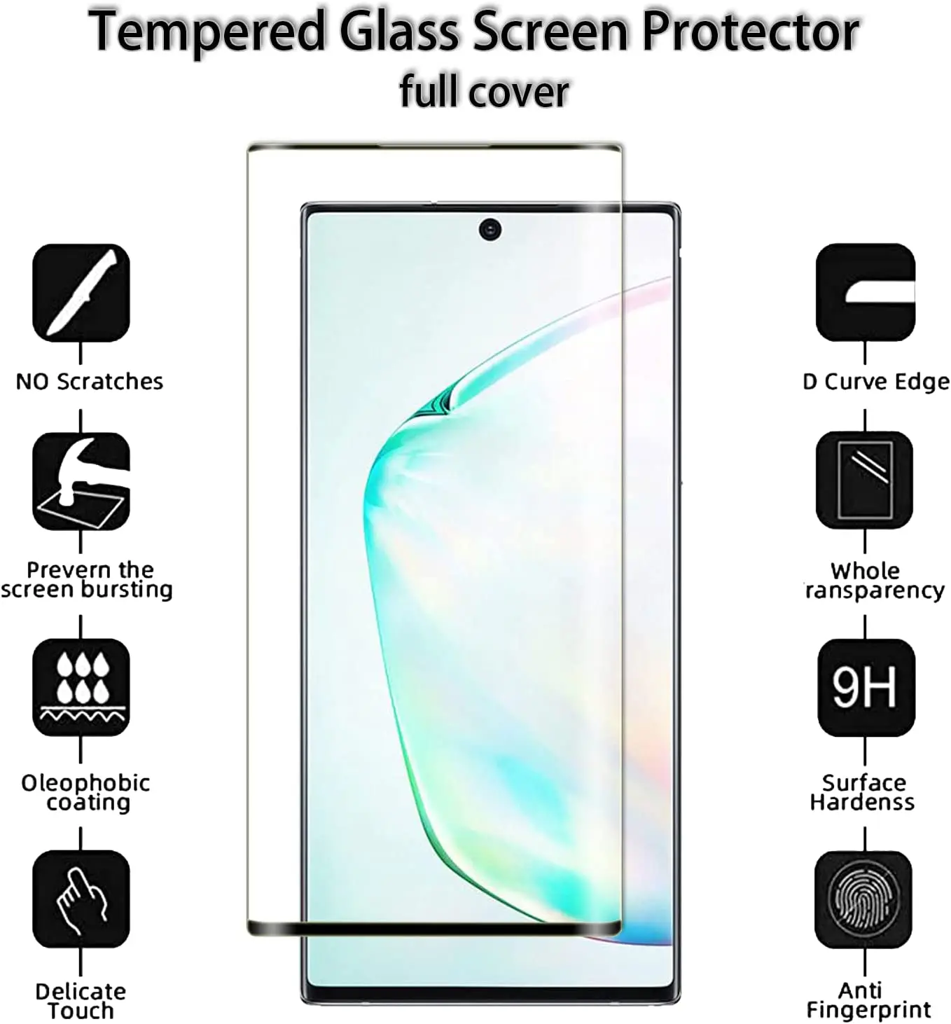 3D Curved Tempered Glass HD Screen Protector - 2/4 Pack