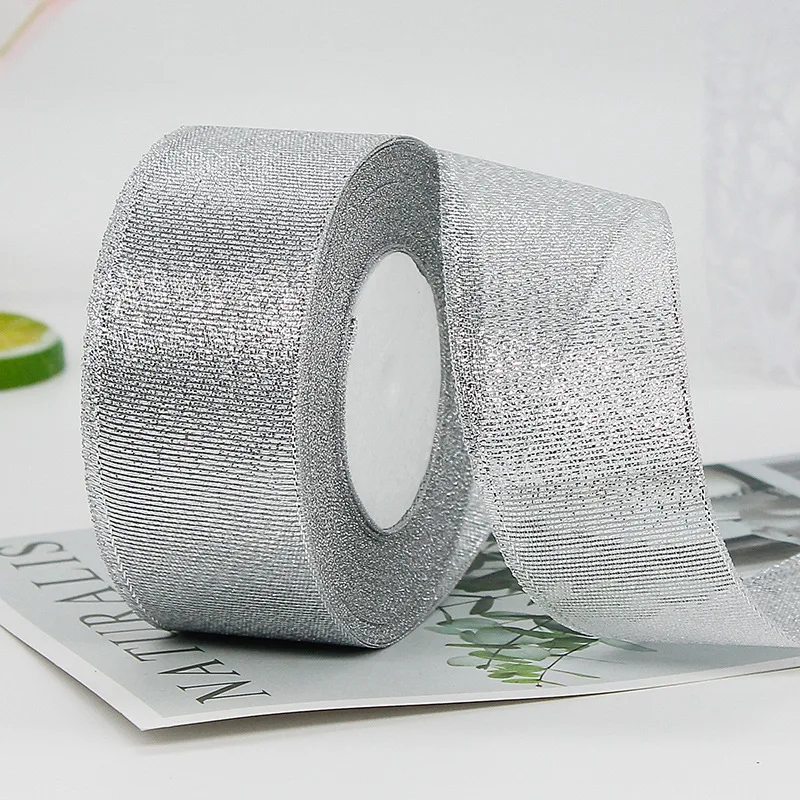 Gold and Silver Glitter Organza Ribbon for Wedding, Gift Decoration, and DIY Crafts - 22 Meters