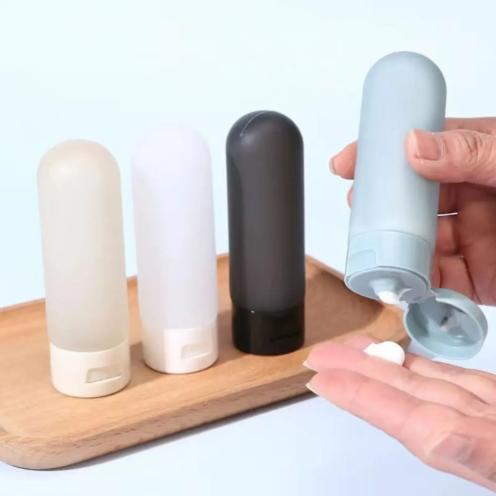 4 Pcs Travel Bottles Portable Silicone Shampoo Container Refillable Leak Proof Tubes BPA Free Squeezable Clear Soft