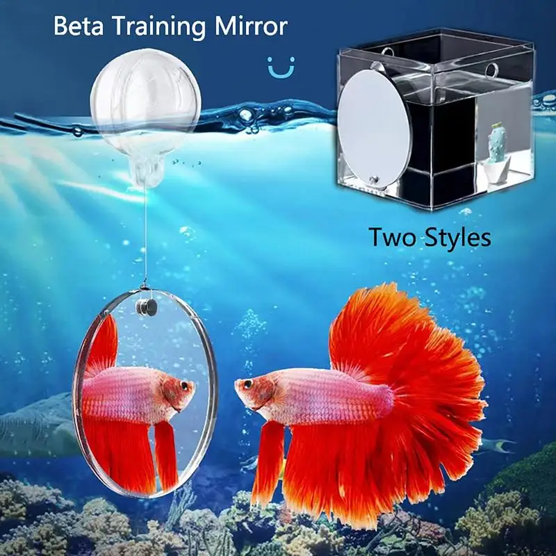 Acrylic Aquarium Betta Mirror Fish Tank Floating Round Mirror For