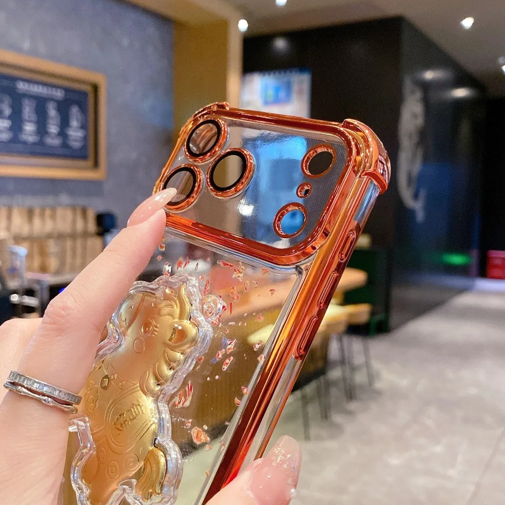 Luxurious Ultra-Thin Shock-Absorbing Silicone Phone Case with Creative Wealth Design